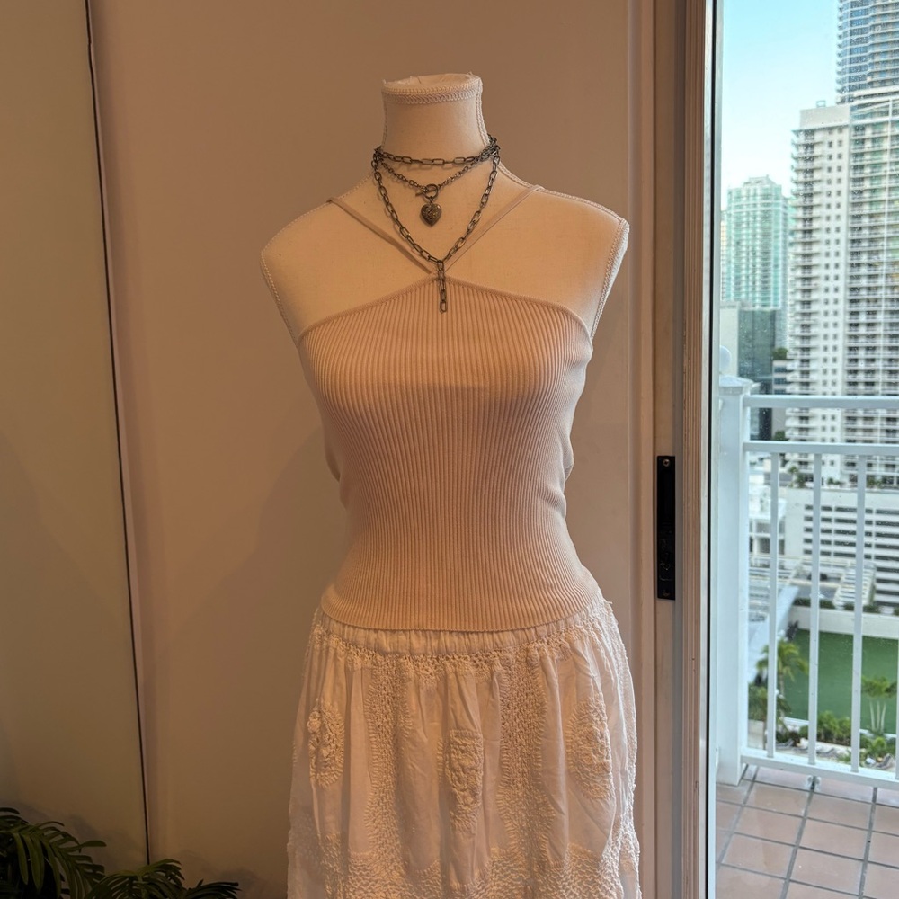 Zara Cream Ribbed Knit Top